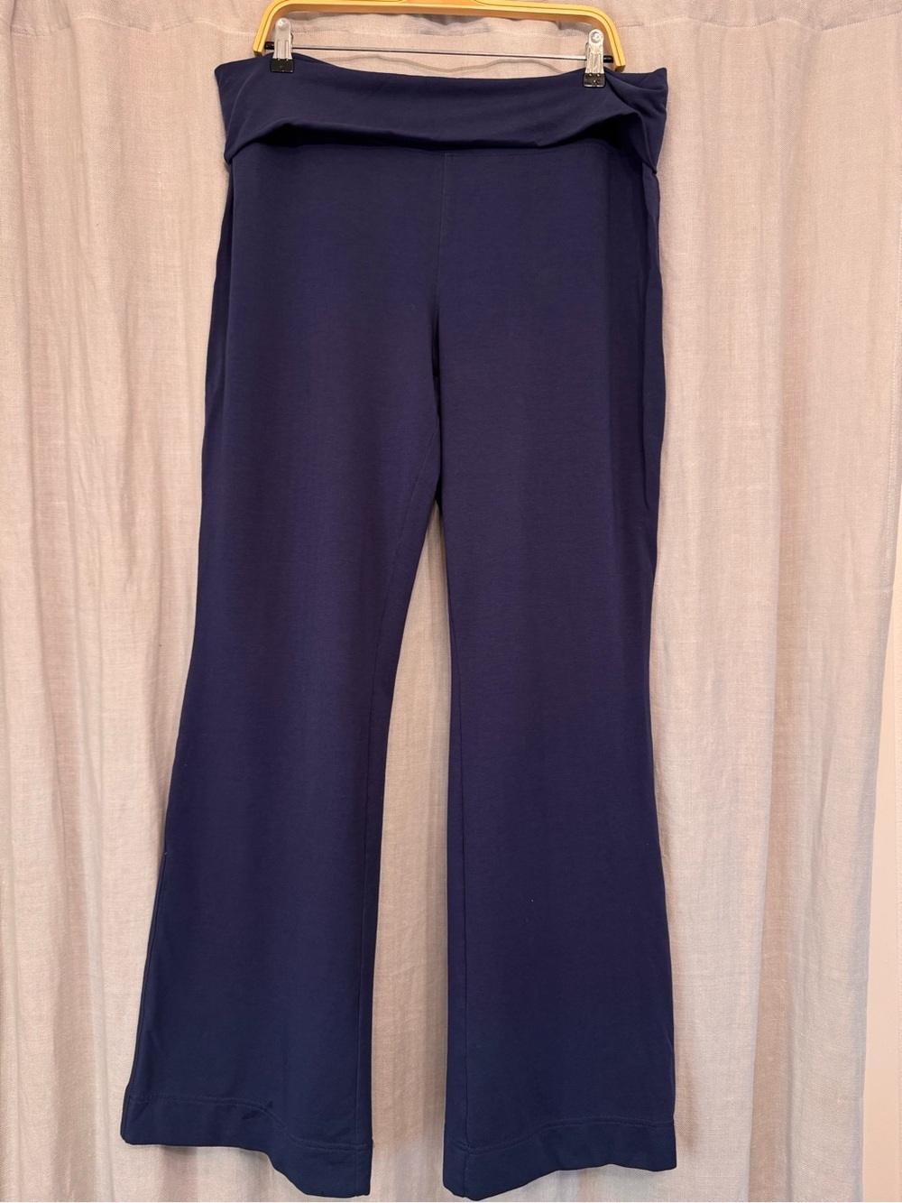 Susan Bristol Navy Blue Foldover Waist Yoga Pants Marked XL*